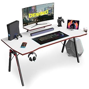 DESINO Gaming Desk 47 inch PC Computer Desk, Home Office Desk Table Gamer Workstation with Cup Holder and Headphone Hook…