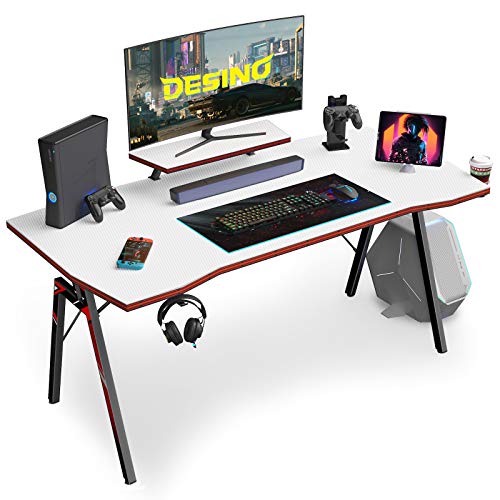 DESINO Gaming Desk 47 inch PC Computer Desk, Home Office Desk Table Gamer Workstation with Cup Holder and Headphone Hook…