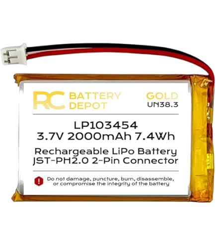 Amazon.com: KBT 3.7V 3000mAh 103665 LiPo Battery with PH 2.0mm