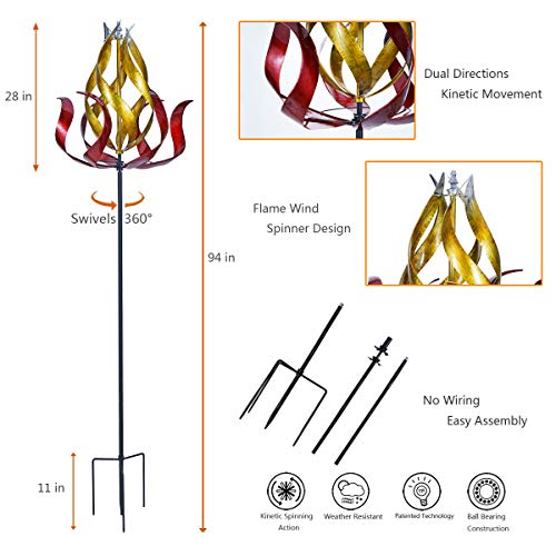 Win Wind Spinner-Way Giant 28 Inch Diameter Wind Spinner - Multicolor 3D Kinetic Garden Windspinner - Decorative Lawn Ornament Wind Mill - Unique Outdoor Lawn and Garden Décor - Thumbnail 2