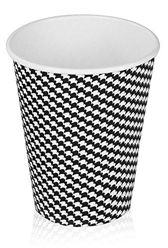 Disposable Hot Coffee Cups By Golden Spoon – 100 Pack Set Complete – Stylish Contemporary Ripple Design (16 oz)