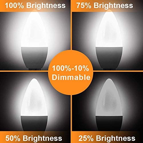 Kindeep E12 Candelabra LED Bulbs, Dimmable Daylight White 5000K Ceiling