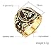 Stainless Steel Gold Plated Vintage Freemason Symbol Masonic Rings Bands for Men, Size 9