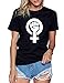 Wbecteam Fist Print Women's T-Shirt Short Sleeve Crew Neck for Female (M, Black-2)