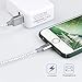 XUZOU Lightning Cable,3Pack 6FT Long Nylon Braided iPhone Charger USB Cord - Fast Charging For iphone 5/5S/5C/SE 6/6S 6 Plus/6S Plus 7/7 Plus, iPad mini/Air/Pro iPod touch,nano 7(GrayWhite,6FT)