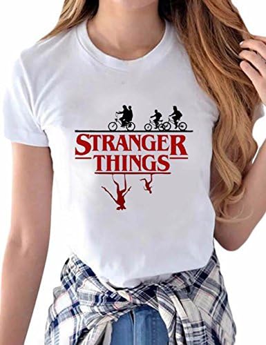 Fundstine Women's Stranger Things Print Tops Red Round Neck Short Sleeve T-Shirt