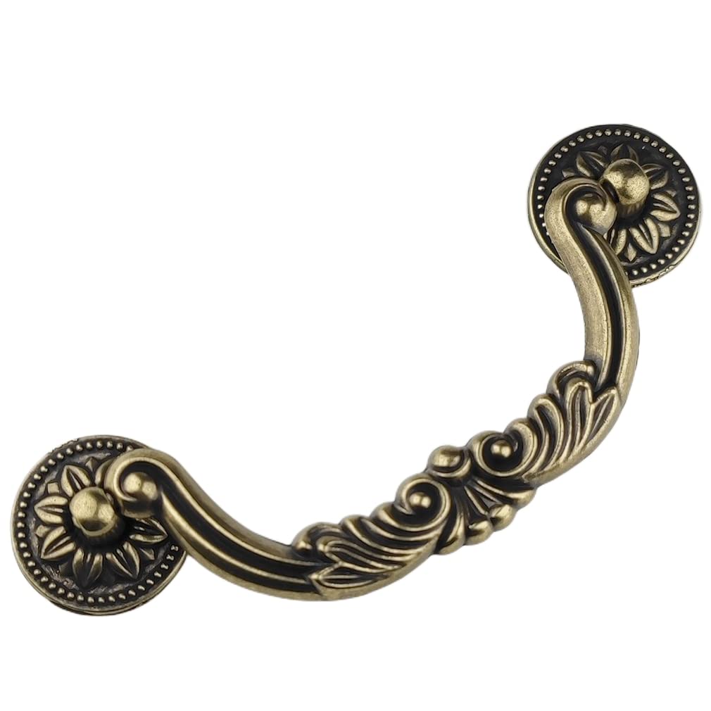 Photo 1 of MuDuJia 4-Pack 5 Inch Vintage Dresser Drawer Pull Handles Antique Bronze/Black.Available in Two Colors Rustic Kitchen Antique Drop Bail Pull Handles Metal Cabinet Pulls 128mm (4,Antique Bronze)