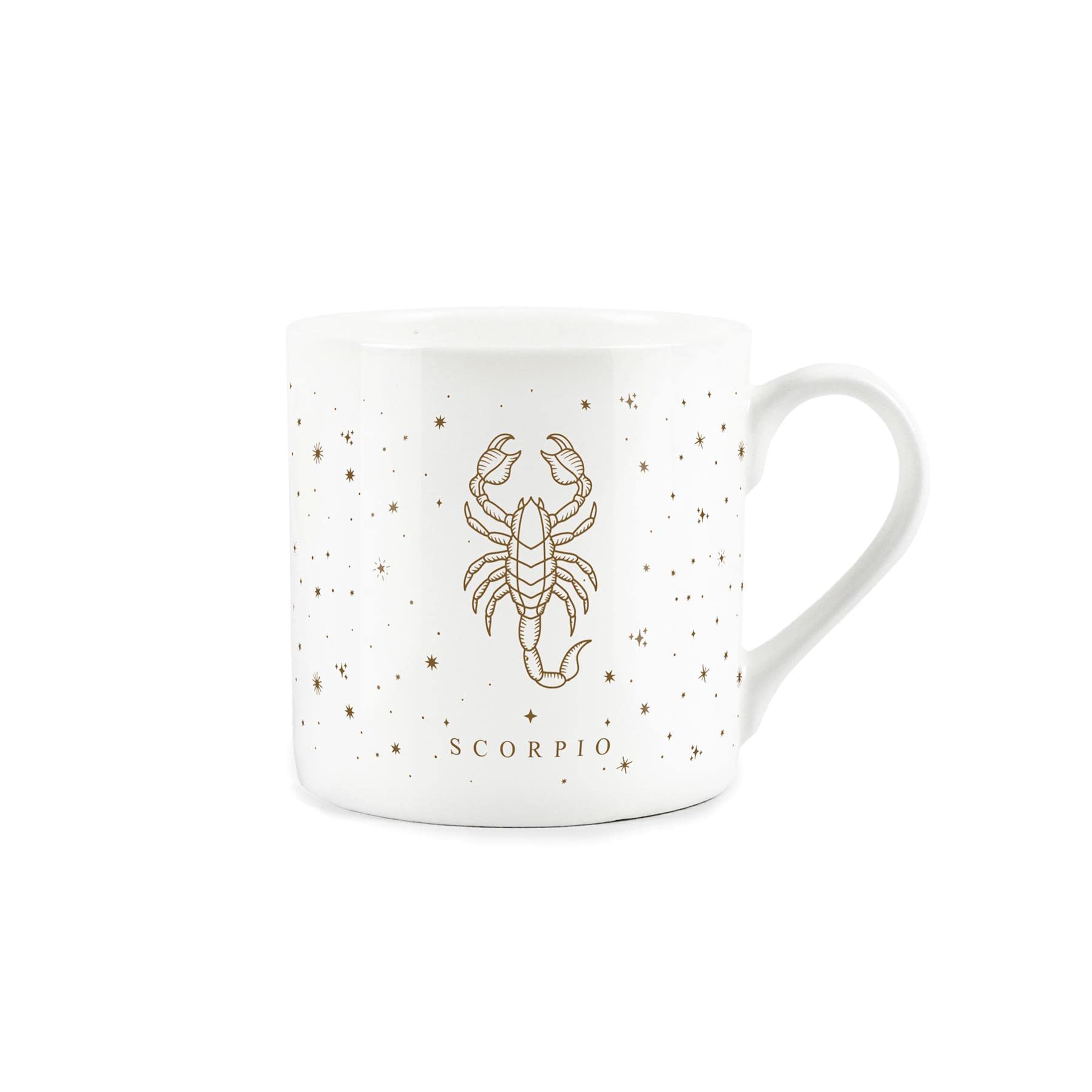 Purely Home Scorpio Gold Star Sign Mug - Fine Bone China White Mug Coffee/Tea Present Zodiac Gift