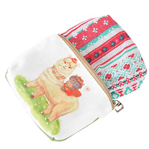 Women and Girls Cute Fashion Coin Purse Wallet Bag Change Pouch Key Holder (Alpaca and Cat)