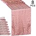 Hestya 8 Pieces Sequin Table Runner Glitter Sparkly 12 by 108 Inch for Wedding Engagement Birthday Summer Theme Party Bridal Baby Shower Dresser Decorations (Rose Gold)