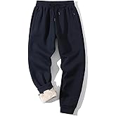 Shiyifa Men's Winter Warm Fleece Sherpa Lined Sweatpants Active Thermal Track Jogger Pants with Pockets