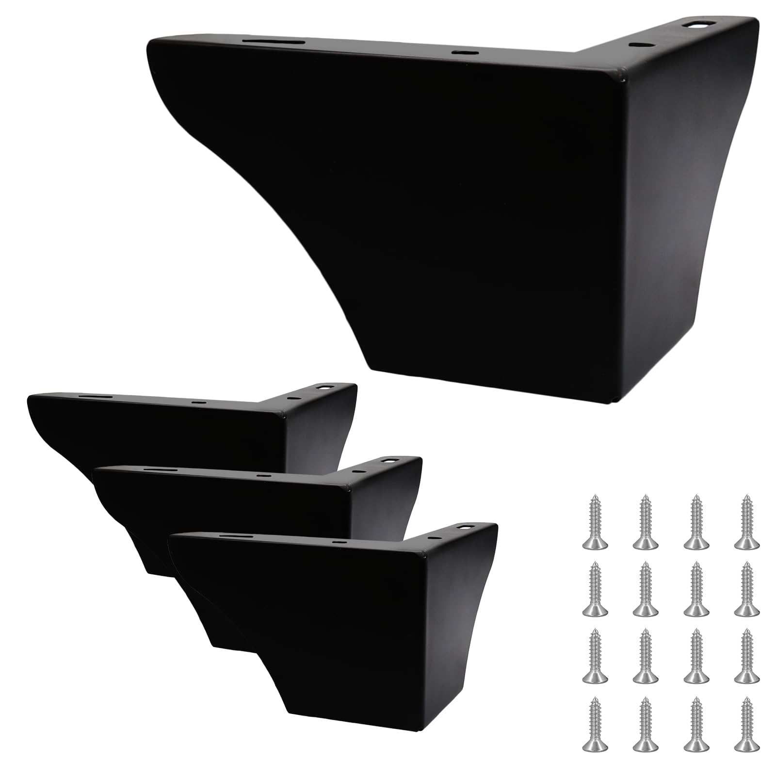 Cjueiom 10cm / 4 Inch Furniture Legs Matte Black Sofa Legs Set of 4, Modern Kitchen Cabinet feet Metal Furniture Feet, Sofa Foot for Cabinet Cupboard Chair Ottoman
