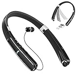 Bluetooth Headphones EMAL Foldable Bluetooth Headset with Mic and Retractable Earbuds Wireless Neckband Earphones for IOS, Android &Other Bluetooth Enabled Devices