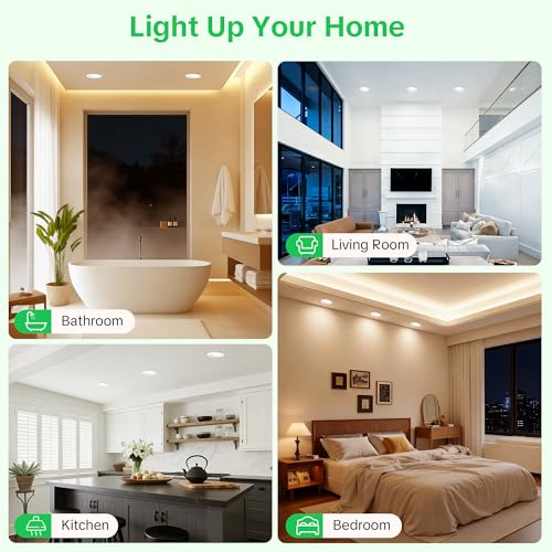 Aulaiyi LED Recessed Spotlight 230 V 68-80 mm Hole Size 5 W IP44 LED Spot Ultra Flat Ceiling Spotlights 45° Swivelling Recessed Lights 2700 K / 4000 K / 6000 K Spotlights Ceiling Light for Bathroom