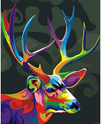 Framed - Assorted Paint-by-Number Kits for Adults – Dazzling Deer (Framed) - Includes Brushes, Acrylic Paints and Numbered Canvas - 16” x 20” – Great for Kids and Adults – by Red Stapler