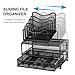 Homemaxs Desk Organizer Mesh with Sliding Drawer, 5 Removable Stacking Sorter Sections and Double Tray for Office Black