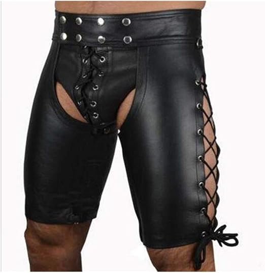 leather lace up pants mens