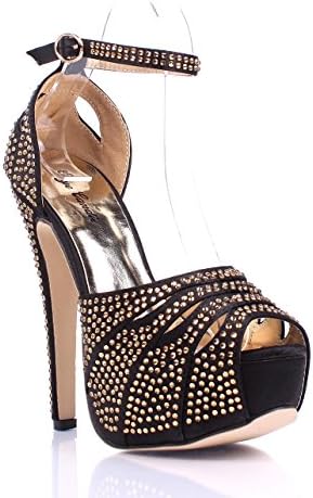 Sexy Slingbacks Prom Pumps Blink Buckle Sexy Womens Sandals Open Toe High Heels Shoes New Without Box (8, Black)
