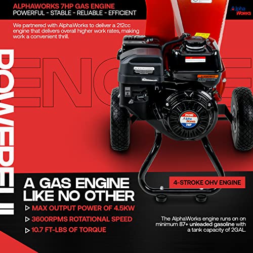 GreatCircleUSA Mini Wood Chipper Shredder Mulcher Ultra Duty 7 HP Gas
