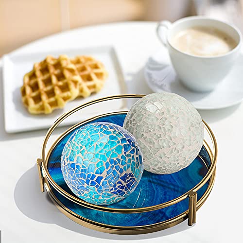 DomeStar Decorative Ball Set, 6PCS 2.4 Inches Mosaic Glass Orbs Centerpiece Balls Glass Balls