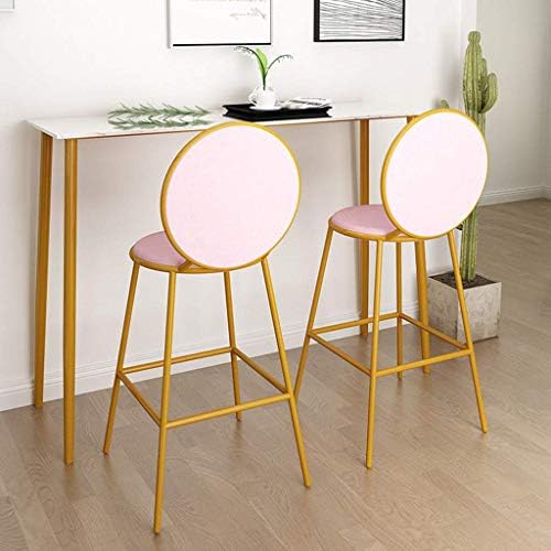 Counter Height Bar Stools with Backs Set of 2, Modern Bar Chair for Kitchen Dining Room, Pink Velvet Upholstered, Gold Metal Legs, Seat Height 26.7inch (No Table)