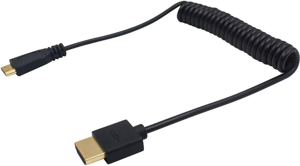 Duttek Mini HDMI to HDMI Coiled Cable, Ultra-Thin Extreme Slim HDMI Male to Mini HDMI Male Coiled Cable Support 4K Ultra HD - Image 4