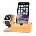 Apple Watch and iphone Charging Station Bamboo Wood Charger Stand Charging dock for iwatch iphone 7 6 6s plus 5 5s 5c with 3 USB Ports