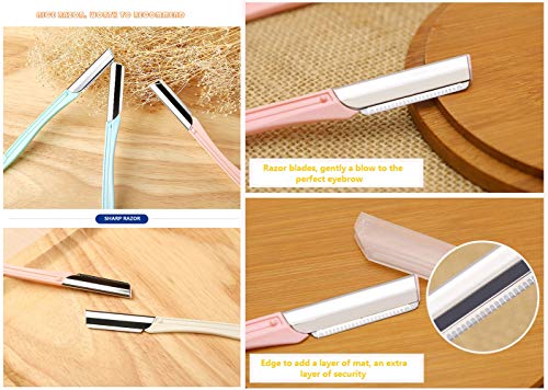 New Style Eyebrow Razor - Facial Hair Trimmer 3 PCS, Portable - Ergonomics Design Non-Slip Handle - Personal Hair Removal Shaper with Micro Blade Guard for Women.Touch-up Makeup Tool Kit Shaver UMOGI - Thumbnail 4