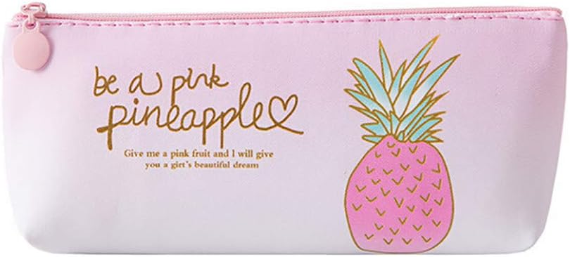 Ouniman Pink Pineapple Pencil Bag Case,Cute Multifunction Cosmetic Bag Makeup Pouch Storage High Capacity Stationery Holder Box Organizer Purse Bag for School,Home,Girls,Students,Adults (B(1pcs))