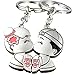 4EVER Romantic Chinese Lovers Kiss with Double Happiness Couple Keychain (With Gift Box) Best Key Ring Key Chain Gift for Valentine Wedding Anniversary (A Pair)