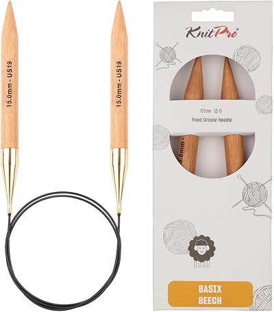 KnitPro Basix Beech Fixed Circular Needles 40in 15.00mm