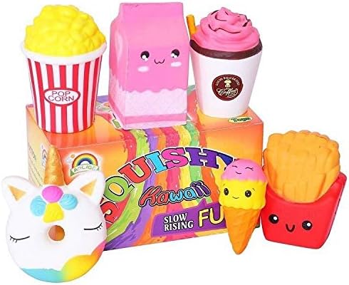 Kids toys Squishies, 6pcs Value Set Food Popcorn Fries Squishy, Creamy Aroma Slow Rising Squeeze Toys for Boys and Girls Gifts