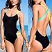Yonala Color Halter Neck One Piece Monokinis Swimsuit Bathing Suit, Black, L, Black