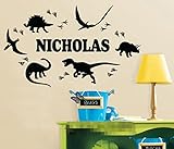 Cool Custom-made Personalized Dinosaur Footprint Name Wall Sticker Boy bedroom Nursery Wall Art Decals Stickers-You select name&color