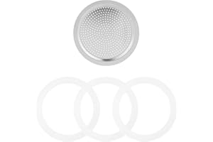 Sivaphe 6 Cups Moka Pot Replacement Infuser Parts Only for Aluminum Italian Stovetop Espresso Coffee Maker, 1 Filter and 3 Silicone Gasket Seals