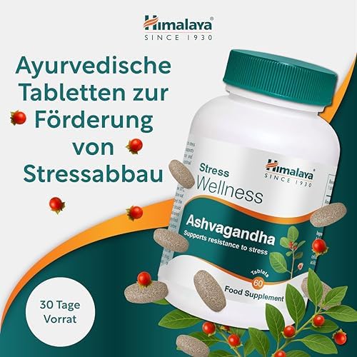 Stress Wellness Ashwagandha Wurzelextrakt 500 mg, 60 Tabletten (30 Tage) – Adaptogenes Nahrungsergänzungsmittel für Stressabbau, Energie und Entspannung. Vegane ayurvedische Formel