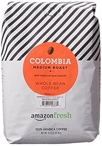 AmazonFresh Colombia Whole Bean Coffee, Medium Roast, 32 Ounce (Pack of 1)