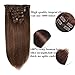 Lovbite Clip in Hair Extensions Real Human Hair Dark Brown 14Inch Straight Hair Clip in Extensions 100g 7Pcs with 16Clips