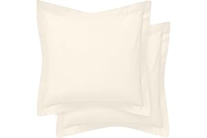 COTTON METRICS LINEN Cotton Metrics Heavy Quality European Square Pillow Shams Set of 2 Ivory 600TC 100% Organic Cotton Euro Pillow Shams 26x26 Pillow Cover, Cushion Cover Euro Size (Euro 26x26, Ivory)