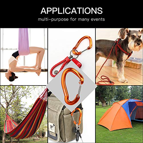 XINDA Small Carabiner Clip Keychains Quickdraws - 16KN Lightweight Mini Wiregate Carabiner Heavy Duty, Outdoor Aluminum Carabiners for Hammocks Climbing Camping Fishing Hiking (4 Orange)