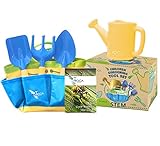 Kids Gardening Set - Outdoor Toys with STEM Learning Guide - Easter Basket Gifts Includes Tote Bag, Spade, Watering Can, Rake, Fork, Trowel.