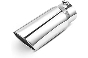 EVIL ENERGY Exhaust Tip 5" Inlet 6" Outlet 15" Length, Universal Bolt-On Polished 201 Stainless Steel Tip for Diesel Trucks