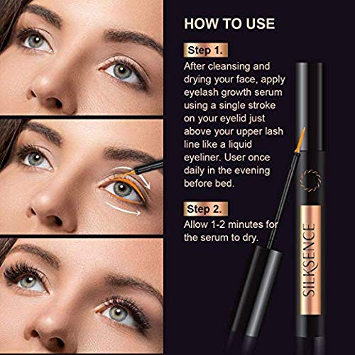 Silksence Eyelash Growth Serum for Lash and Brow Irritation Free Formula