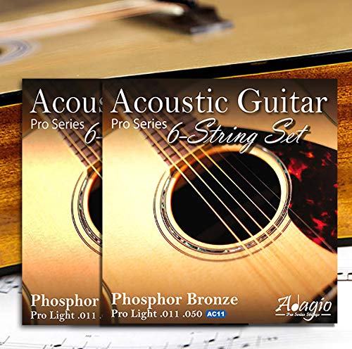 2 SETS! Adagio Professional Acoustic Guitar Strings 11-50 Phosphor Bronze (PACK OF 2 FULL SETS)