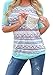 Chellysun Women's Spring Casual Print Long Sleeve T-shirt Top Blouse,Blue,Large