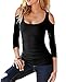 Sarin Mathews Women’s Open Cold Shoulder Slim Fit Sexy Blouse Stretch Tank Tops Black M