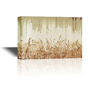 Abstract Landscape with Wheat Field on Vintage Background