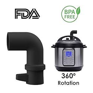 HomeBee, Silicone Steam Release Accessory Compatible with Instant Pot and Pressure Cooker Mini 3/6/8 Qt, Duo/Duo Plus/Smart/Ultra Models | Cabinet Savior IP 360 Rotating Diverter for Instapot (Black)