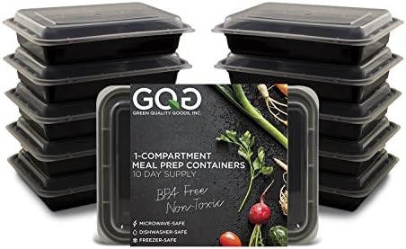 Green Quality Goods 10-Pack 1 Compartment Bento Lunch Boxes with Lids - Stackable, Reusable, Microwave, Dishwasher & Freezer Safe - Meal Prep, Portion Control, Food Storage Containers (28oz)