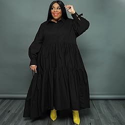 Women's Plus Size Dress Fall Long Sleeve Button